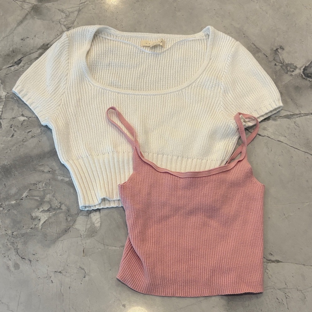 PacSun White and Pink Ribbed bundle